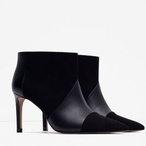 ZARA ANKLE STILETTO BLACK BOOTS BRAND NEW WITH TAGS US 6.5 EUR 37